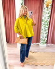 Kaia Oversized Button Down Top-Citron