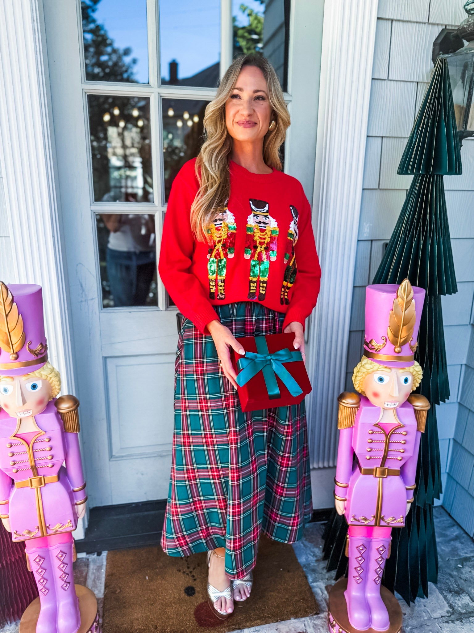 Favorite Time Plaid Midi Skirt-Green