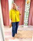 Kaia Oversized Button Down Top-Citron