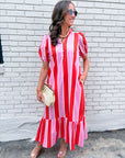 Sail Into Summer Midi Dress-Orange Pink