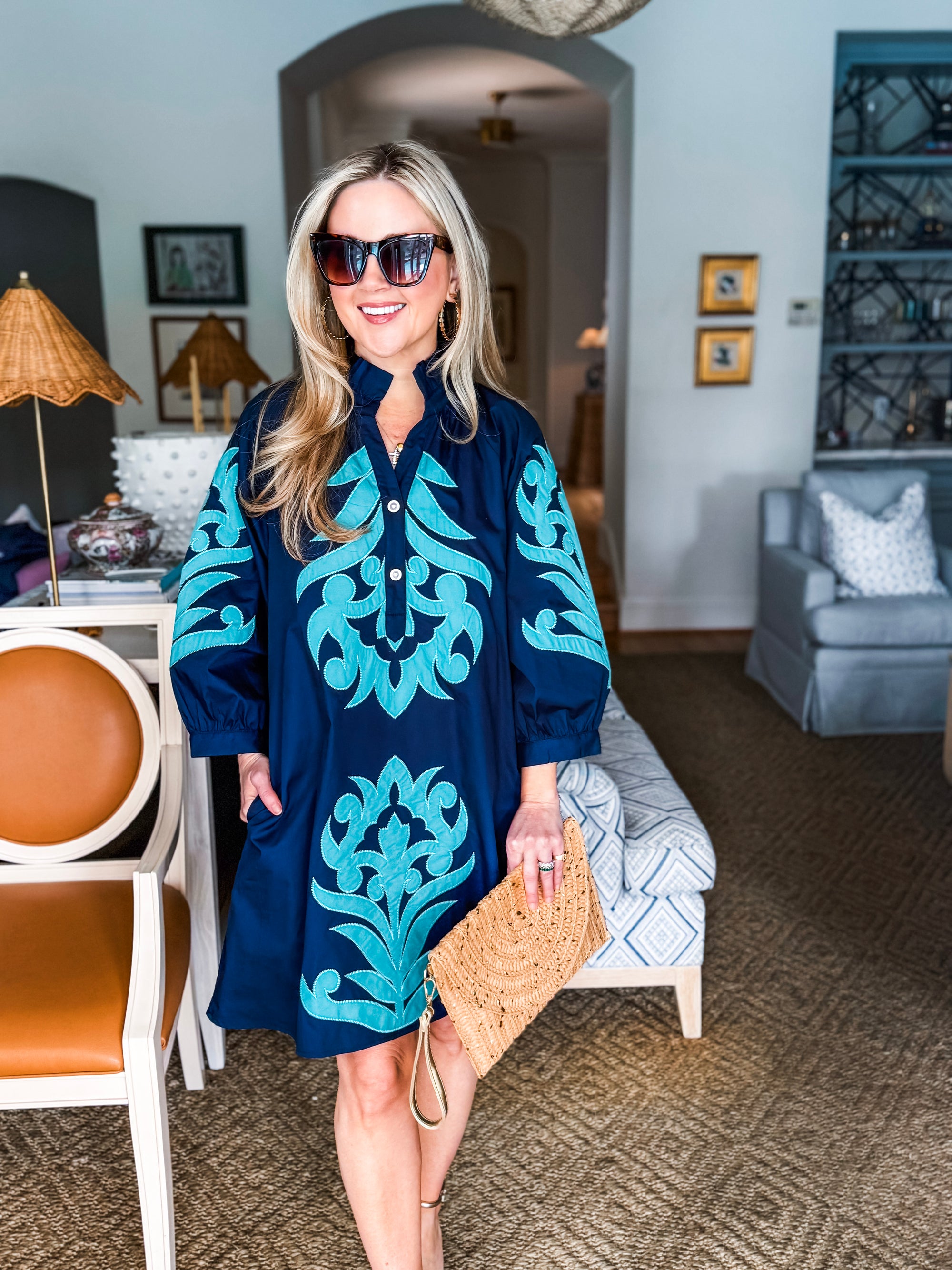 Isla Floral Baroque Dress-Navy Pomp & Circumstance Boutique by Marie Earthman Isla Floral Baroque Dress-Navy Pomp & Circumstance Boutique by Marie Earthman