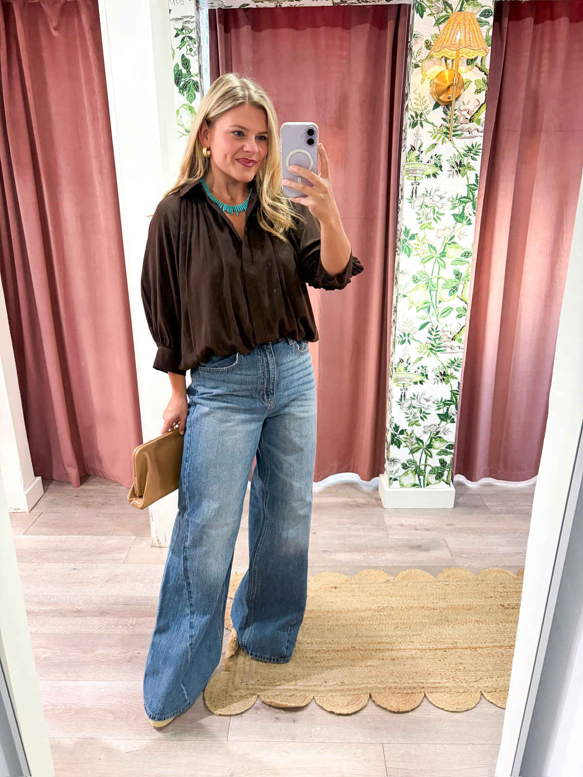 Yvette Puff Sleeve Top-Brown