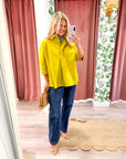 Kaia Oversized Button Down Top-Citron