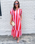 Sail Into Summer Midi Dress-Orange Pink