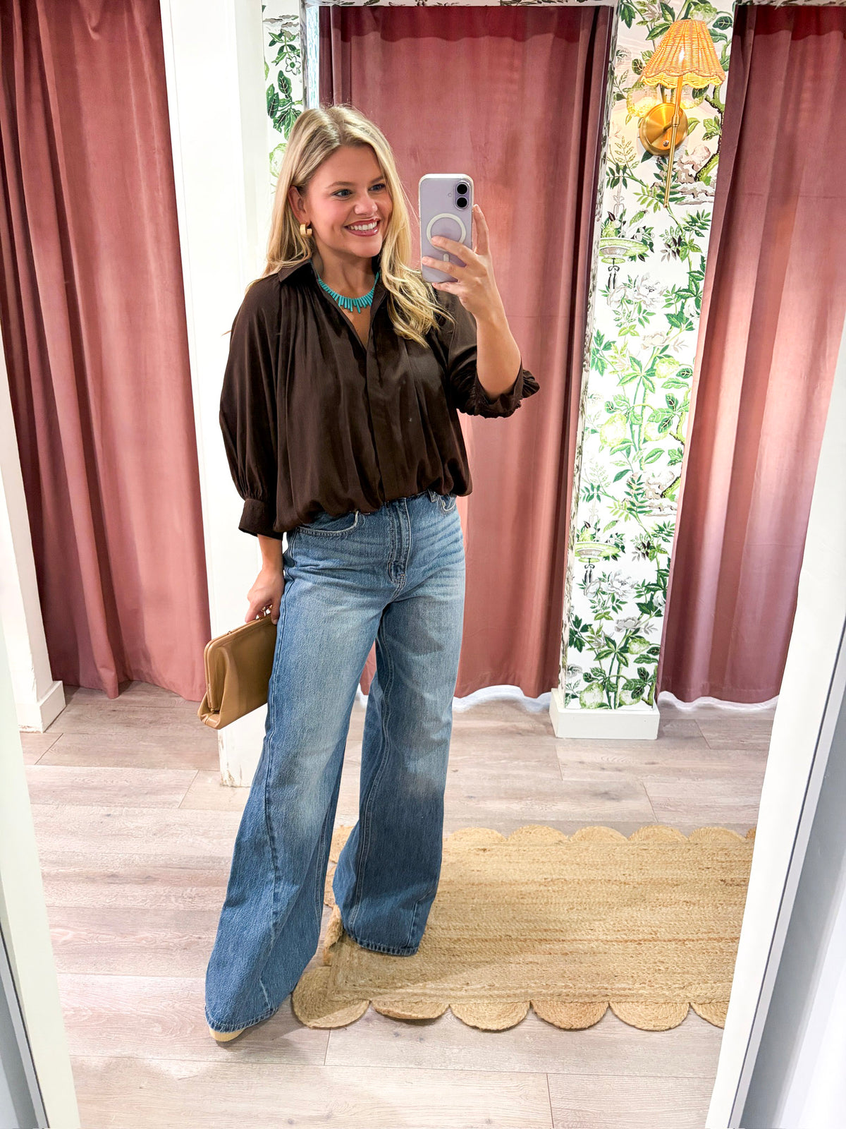 Yvette Puff Sleeve Top-Brown