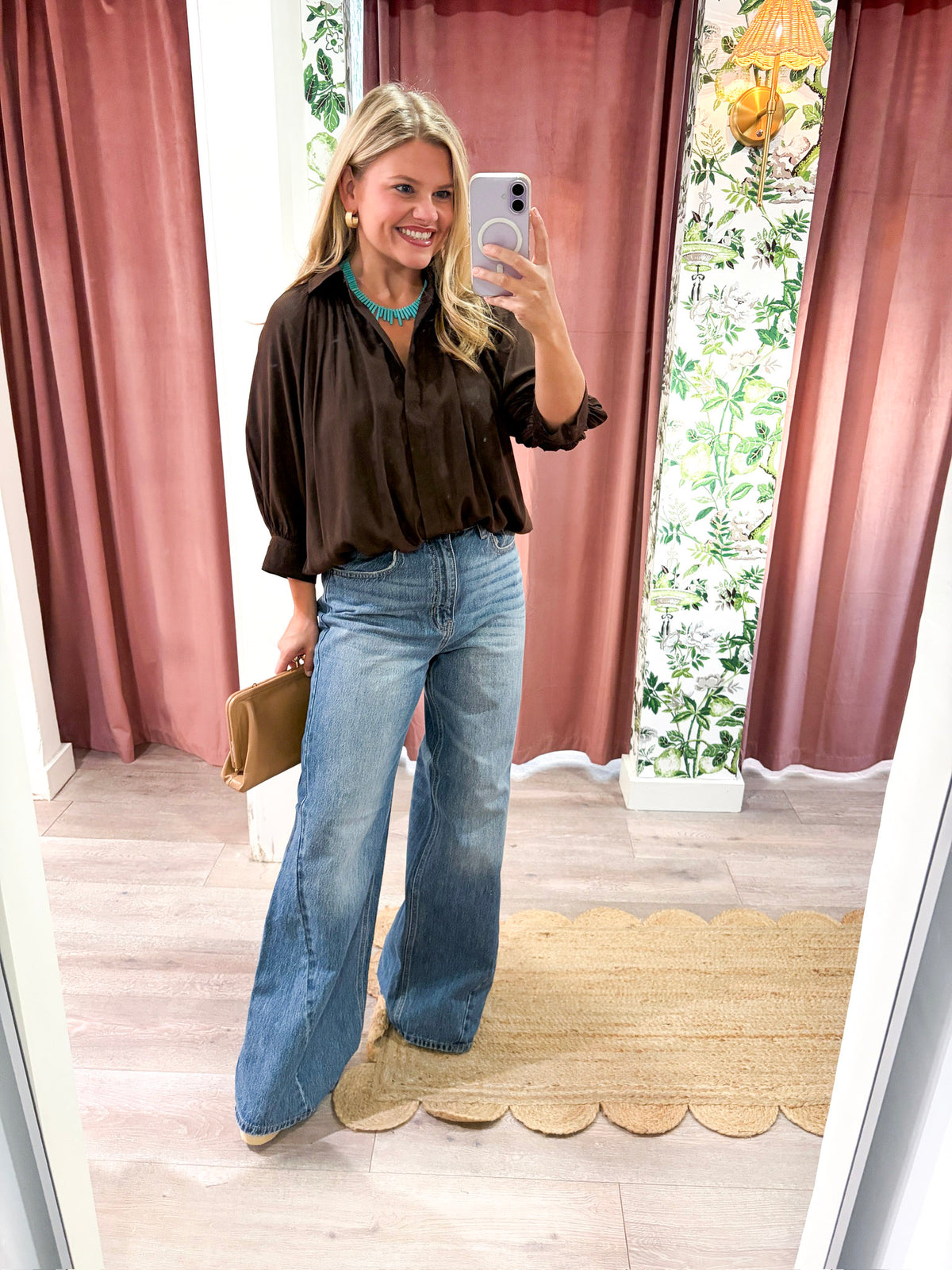 Yvette Puff Sleeve Top-Brown