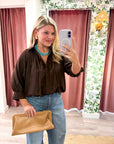 Yvette Puff Sleeve Top-Brown