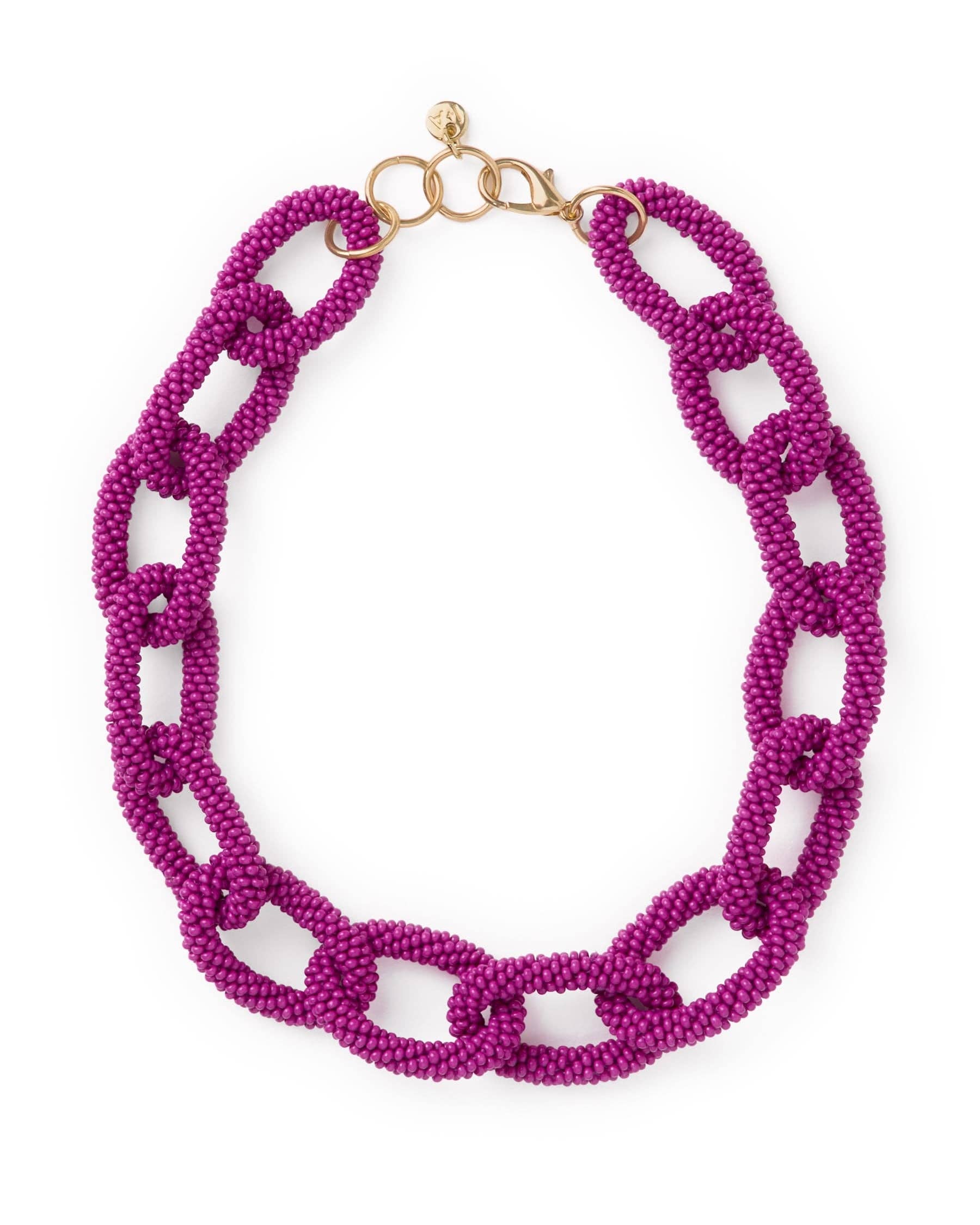 Jenna Chain Link Necklace-Magenta