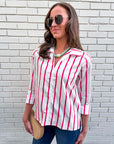 Everly Stripe Top-Pink