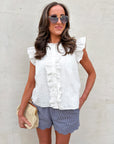 Blissful Wind Button Down Top-White