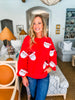 Sequin Santa Pullover- Red