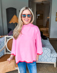 Go With the Flow Knit Top-Bubblegum Pink/Coral