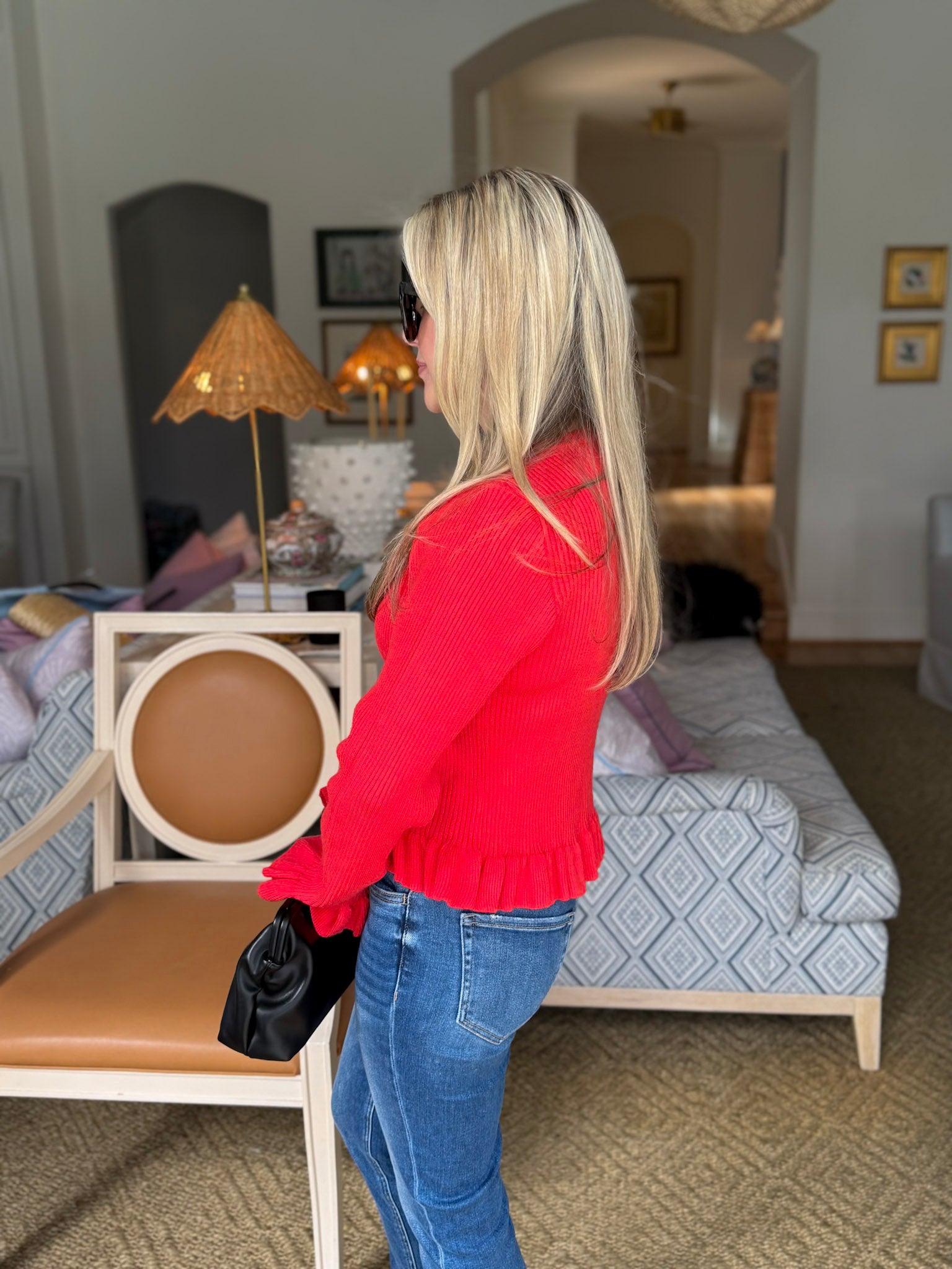 Falling for Cozy Knit Cardigan-Poppy Red