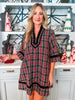Holiday Cheer Plaid Mini Dress-Black