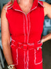 Bonjour Babe Collar Dress-Red