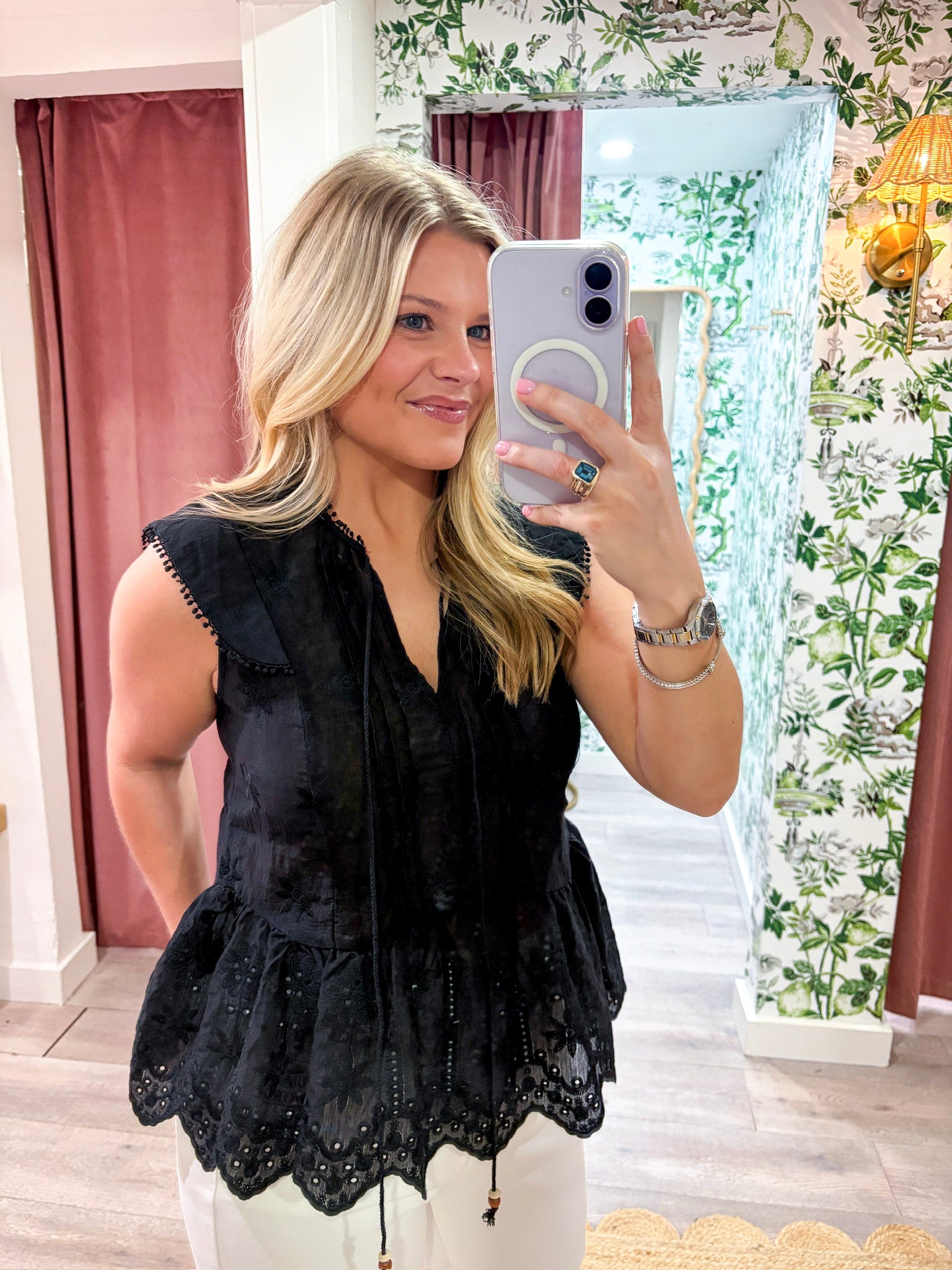 Lady Luck Embroidered Peplum Top