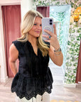 Lady Luck Embroidered Peplum Top
