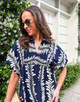 Sunkissed Glow Midi Dress- Navy/Cream