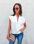 Sunny Side Zip Knit Top-Ivory
