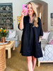 Out and About Jacquard Dress-Black