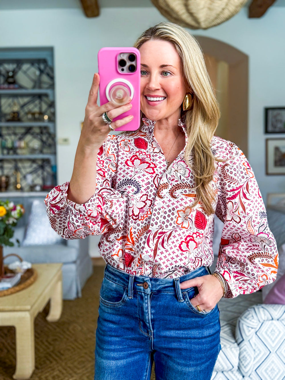 Hendry Floral Button Up Top