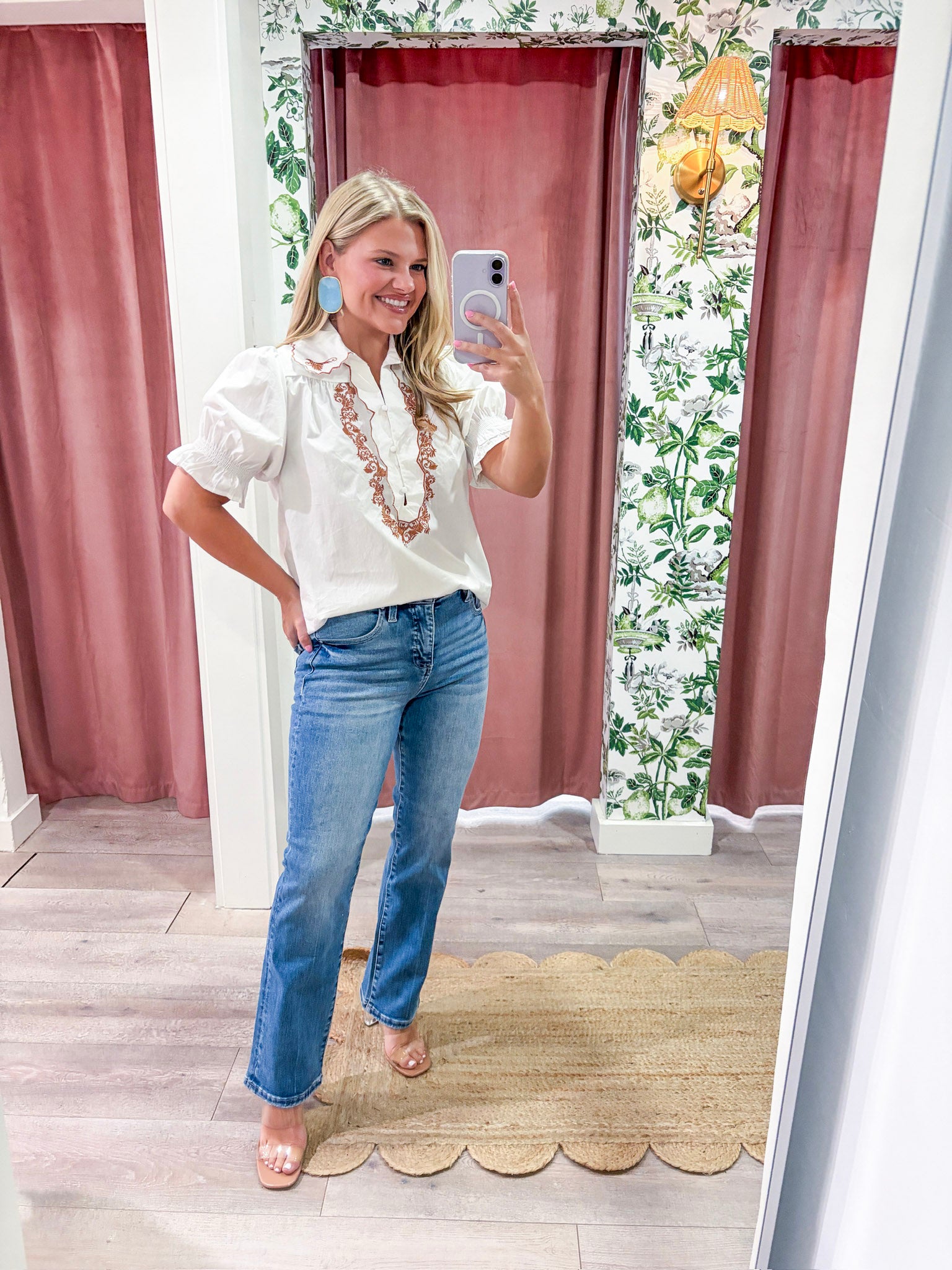 PREORDER: Dominique Scallop Embroidered Top
