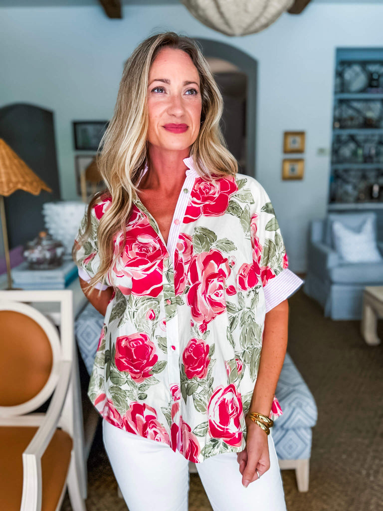 Flower Pop Oversized Top-Pink