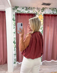 Estelle Pleated Balloon Top-Rust