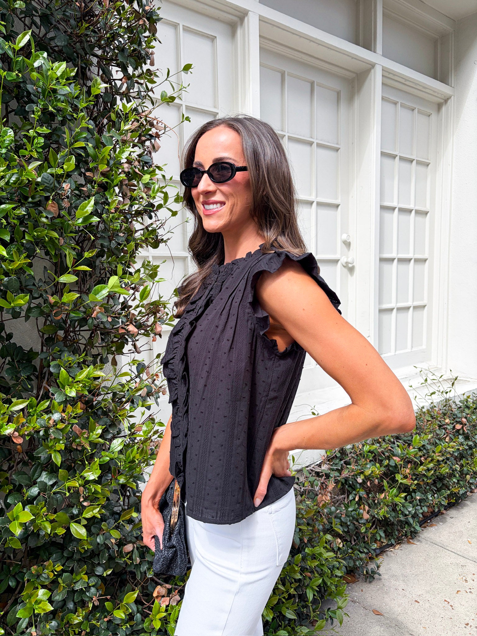 Blissful Wind Button Down Top-Black