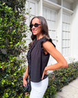 Blissful Wind Button Down Top-Black