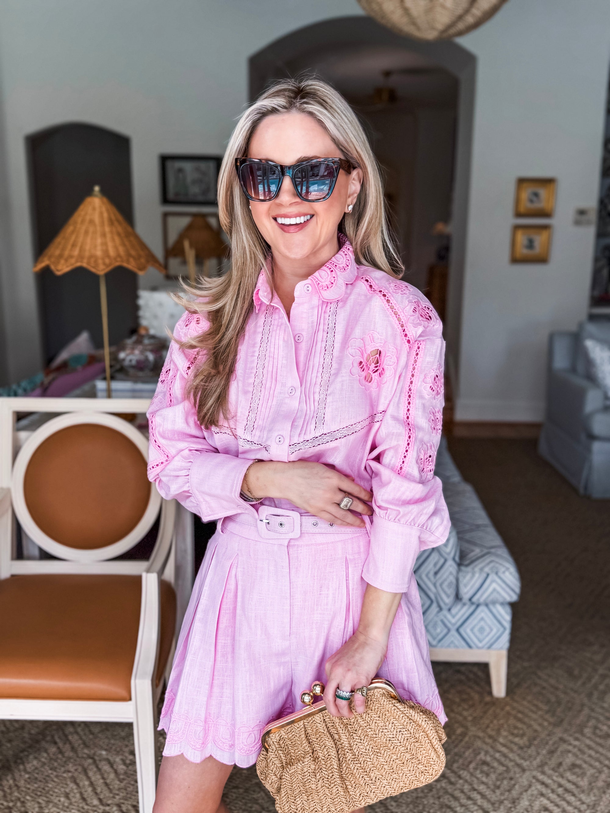 Western Romance Short Set-Pink