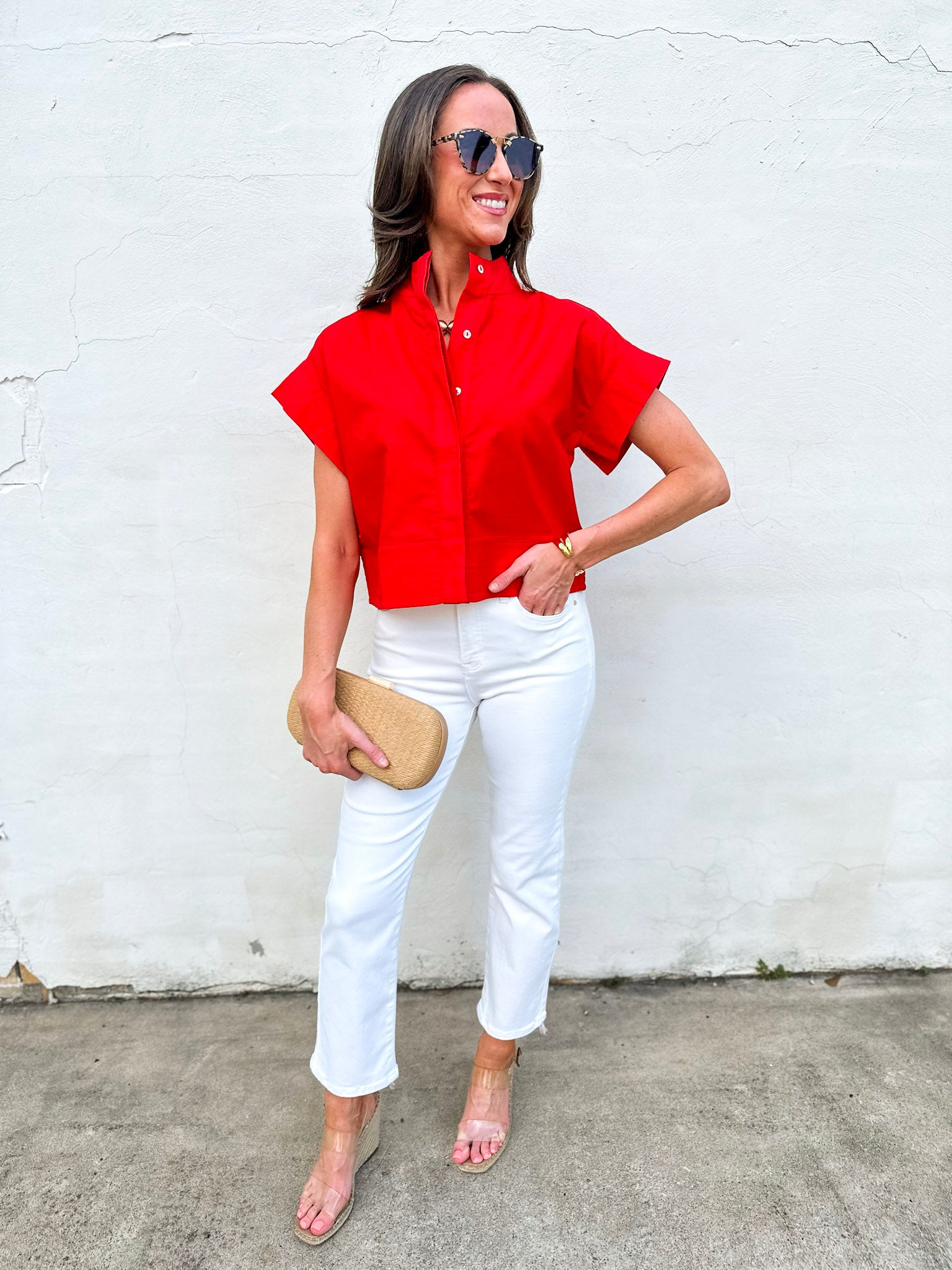 Timeless Touch Collar Top-Red