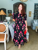 Simply Lovely Floral Midi Dress-Black