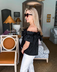 Great Night Off Shoulder Top-Black