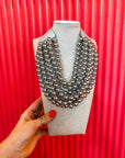 Chunky Beaded Necklace-Rhodium