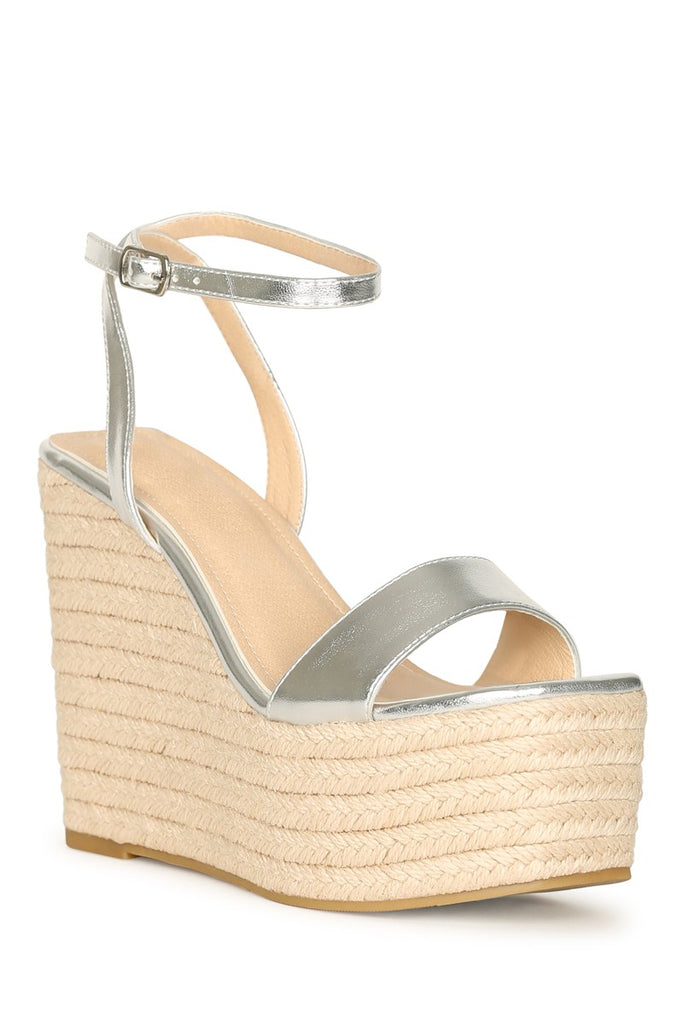 Summer Shine Espadrille Wedge- Silver