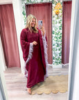 Plume Royale Cape Maxi Dress