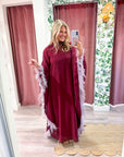 Plume Royale Cape Maxi Dress