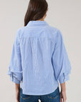 Chalet Button Down Top-Blue/White