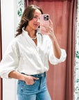 Chalet Button Down Top-White