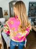 Cozy Florals Zip Pullover- Fuchsia Sage