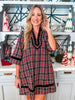 Holiday Cheer Plaid Mini Dress-Black