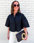 Spring Reset Eyelet Cropped Jacket-Black