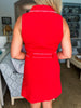Bonjour Babe Collar Dress-Red