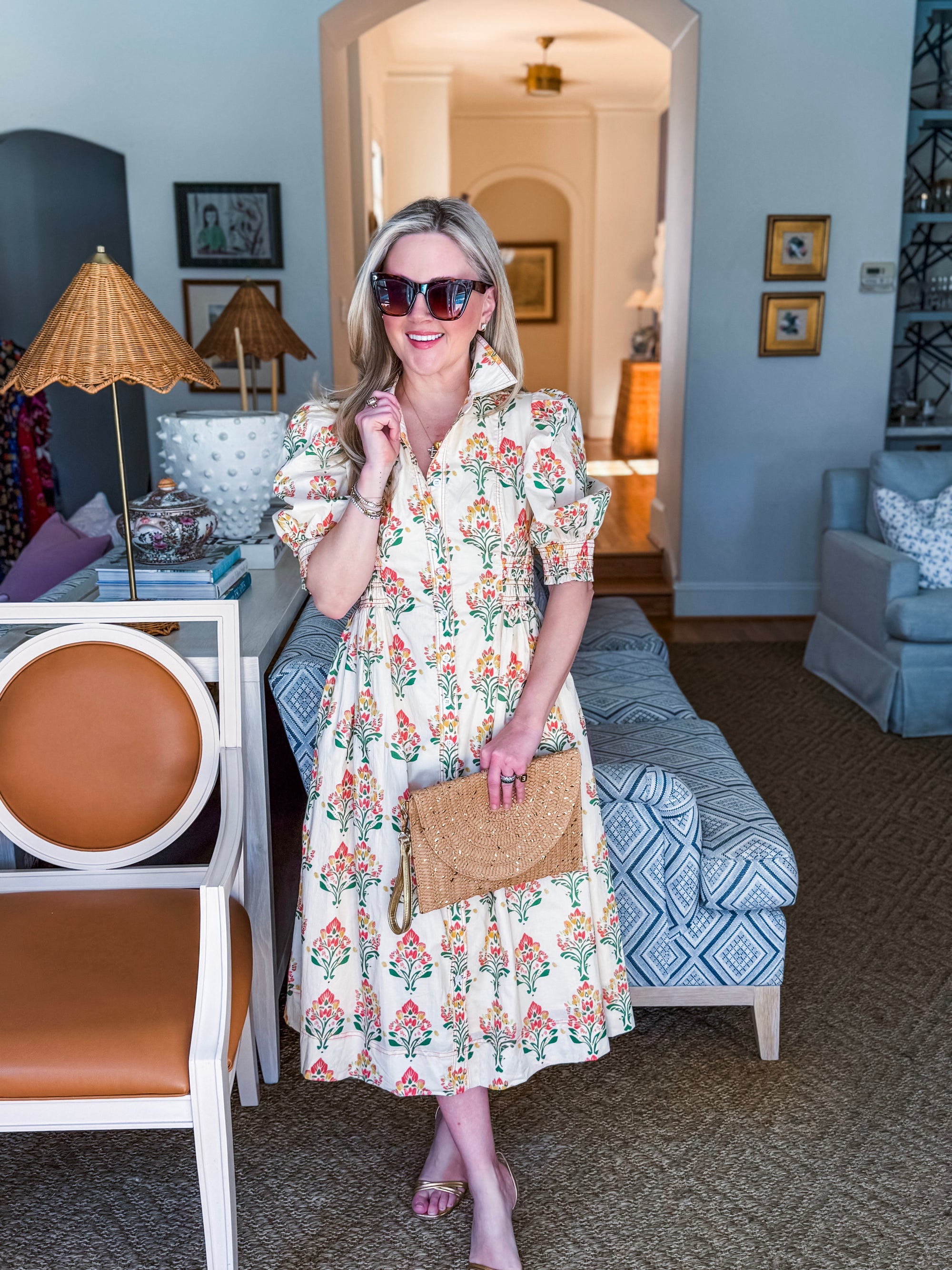 Wildflower Grace Midi Shirt Dress-Cream