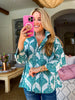 In the Palms Top-Teal Blue