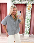Portside Button Down Top-Navy