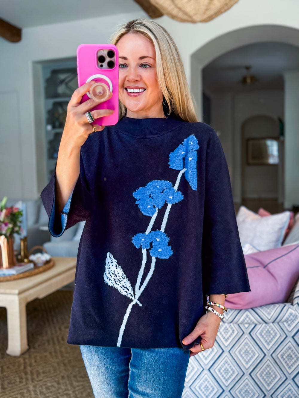 Bluebell Walks Mock Neck Sweater