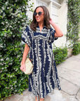 Sunkissed Glow Midi Dress- Navy/Cream