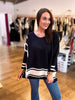 Sports Mode Batwing Sweater- Black/Ivory